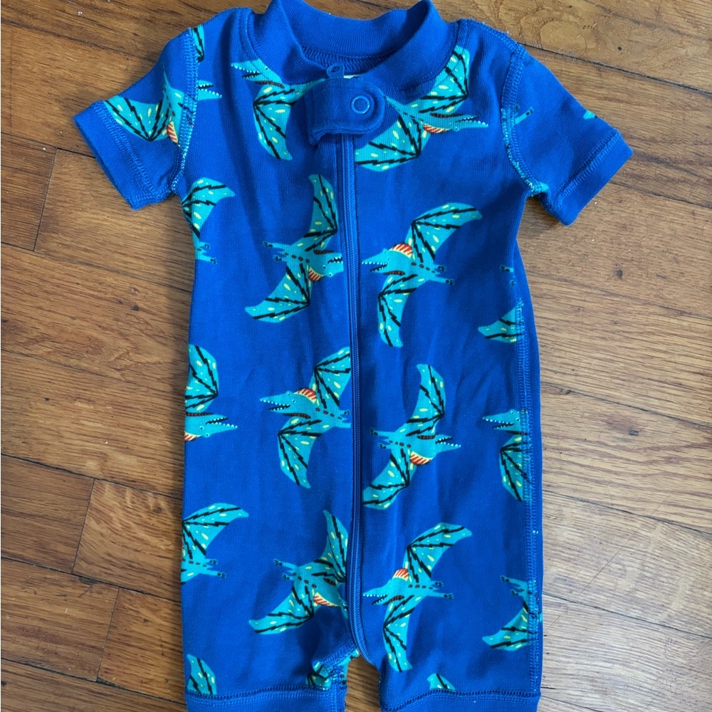 Hanna Andersson Blue Pterodactyl Print Bodysuit